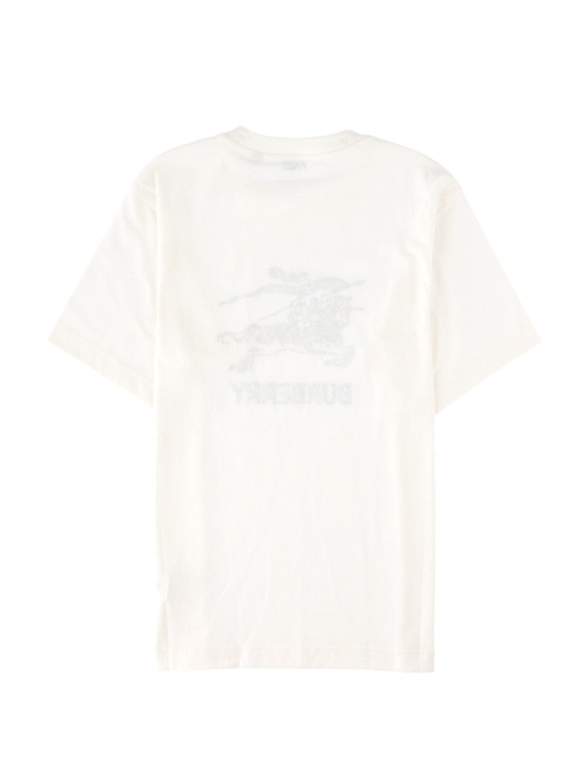 Burberry White Graphic Horse Printed Cotton T-Shirt