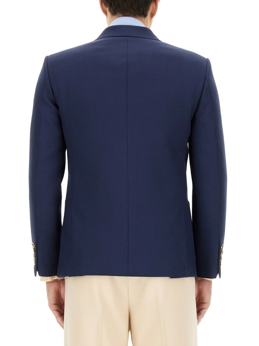 Valentino Tailored Blue Single-Breasted Jacket In Virgin Wool