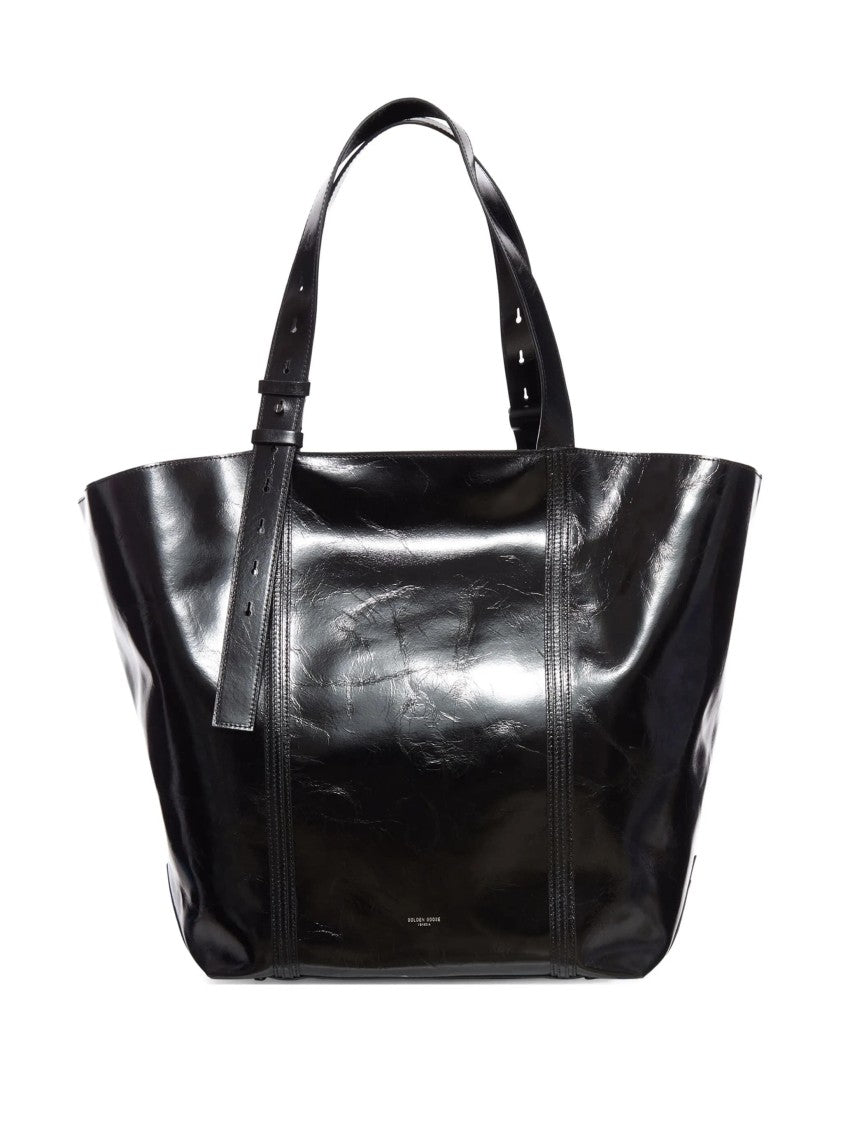 Golden Goose Shopping 24.7 Glossy Black Leather Tote