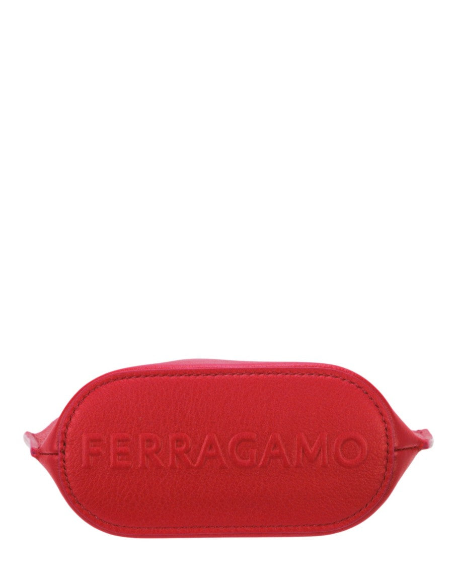 Ferragamo Pebbled Leather Micro Logo Pouch With Extended Strap