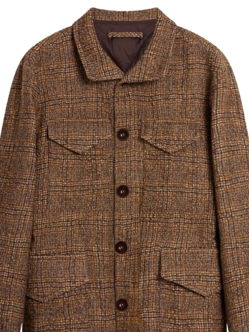 Ballantyne Checkered Brown Jacket With Structured Collar And Flap Pockets