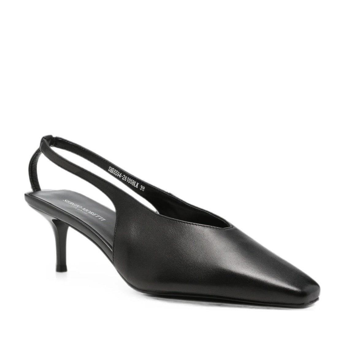 Sergio Moretti Black Sleek Pointed Toe Slingback Leather Dress Pumps