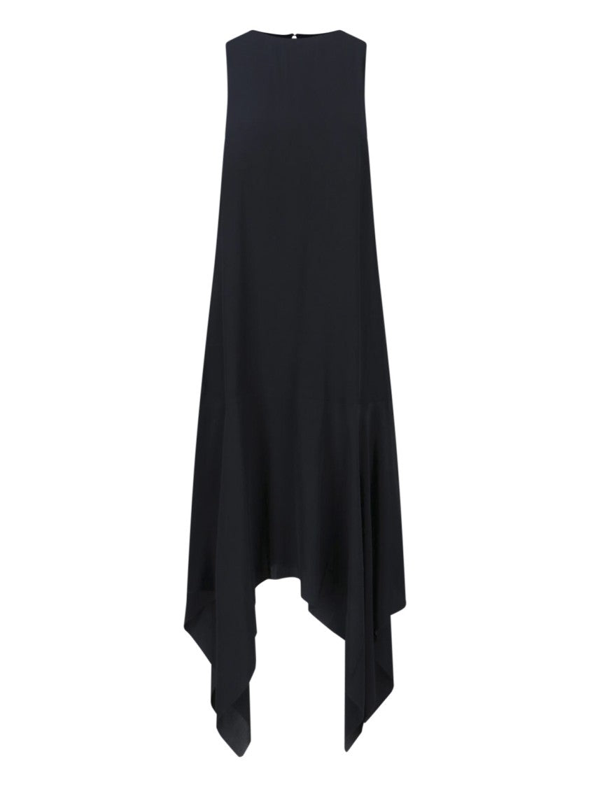 Filippa K Black Scarf Hem Asymmetrical Midi Dress