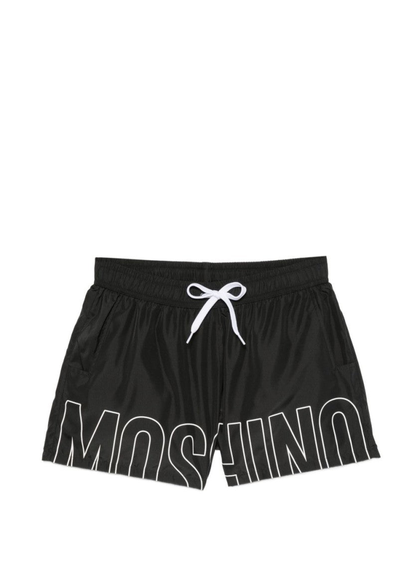Moschino Bold Lettering Contrast Drawstring Swim Shorts