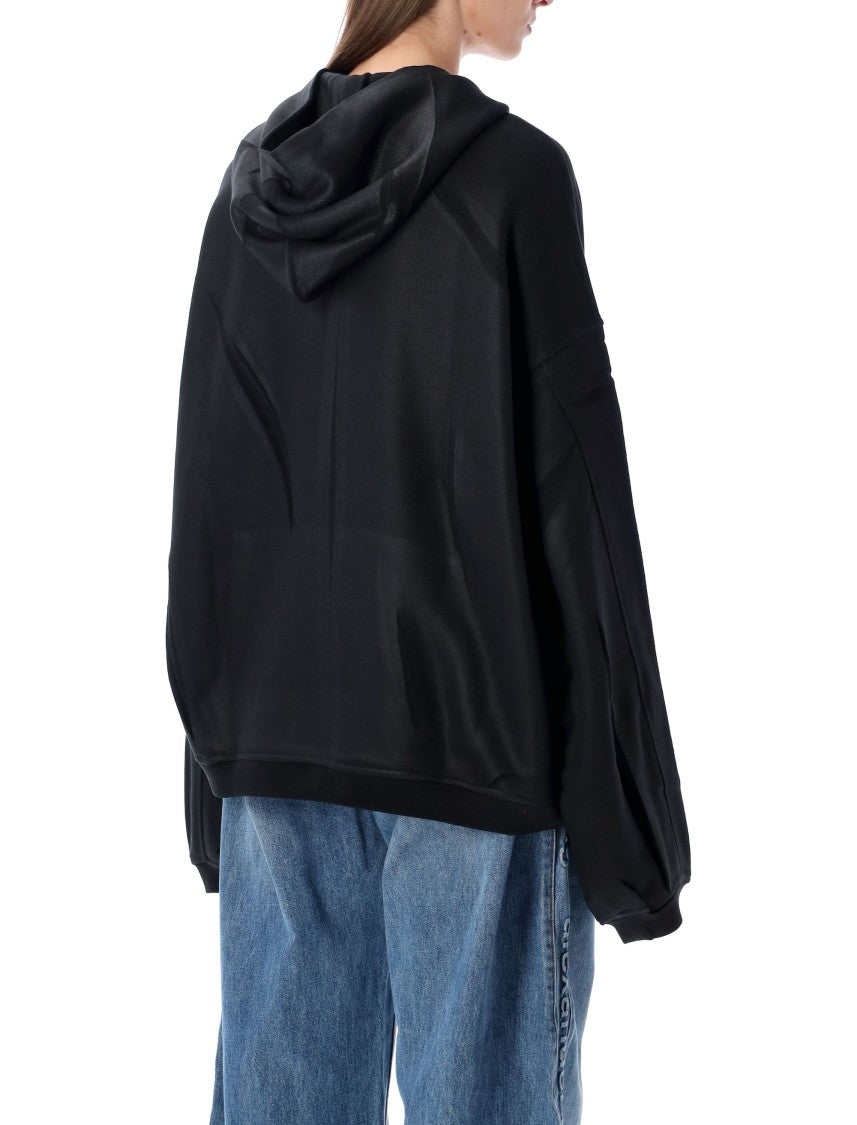 Alexander Wang Black Crinkled Effect Hoodie Sweatshirt