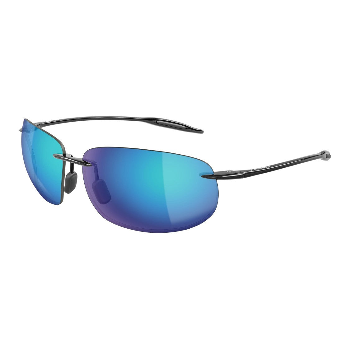 Maui Jim Breakwall Rimless Sunglasses With Rectangular Blue Mirrored Lenses