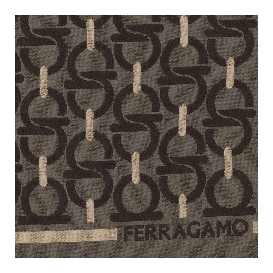 Salvatore Ferragamo Wool Scarf With Interlocking Geometric Pattern