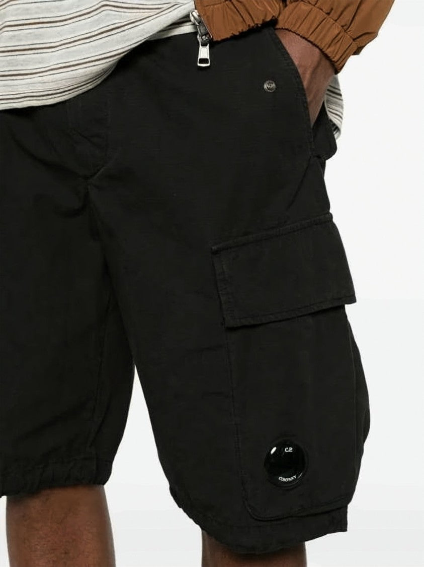 C.P. Company Black Relaxed-Fit Lens Detail Cotton Shorts