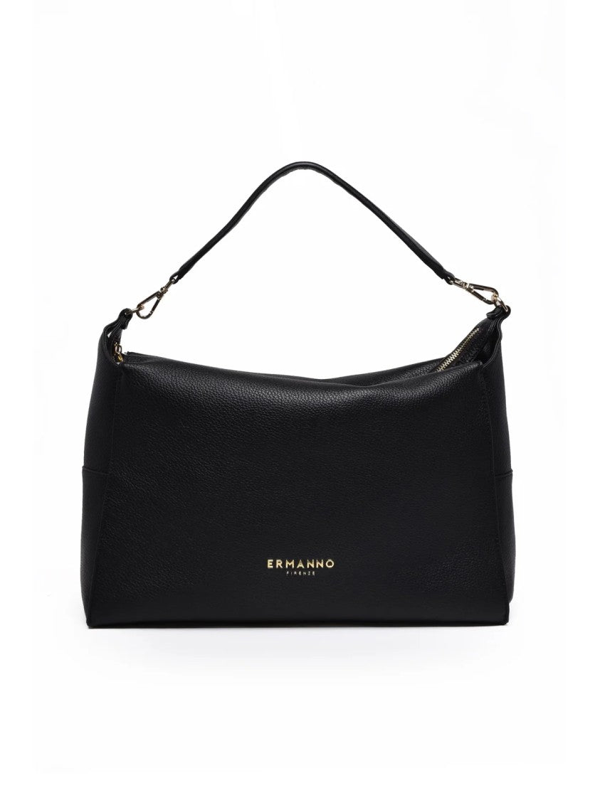 Ermanno Firenze Black Polyurethane Victoria Shoulder Bag