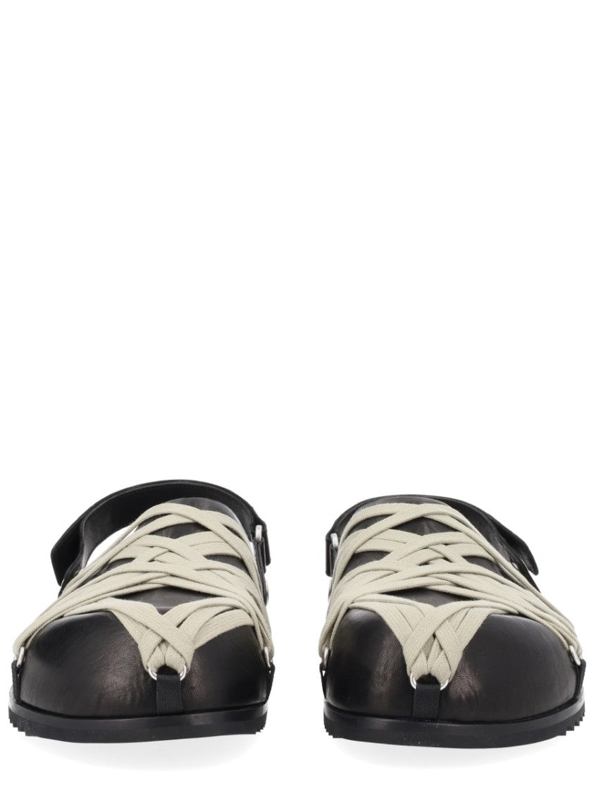 Rick Owens Megalace Leather Slingback Mules