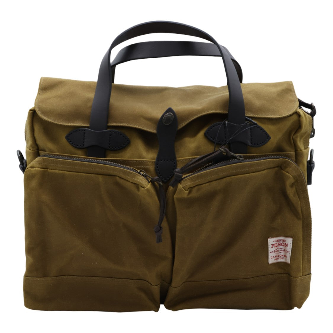 Filson Rugged Olive Green Utility Bag With Leather Accents