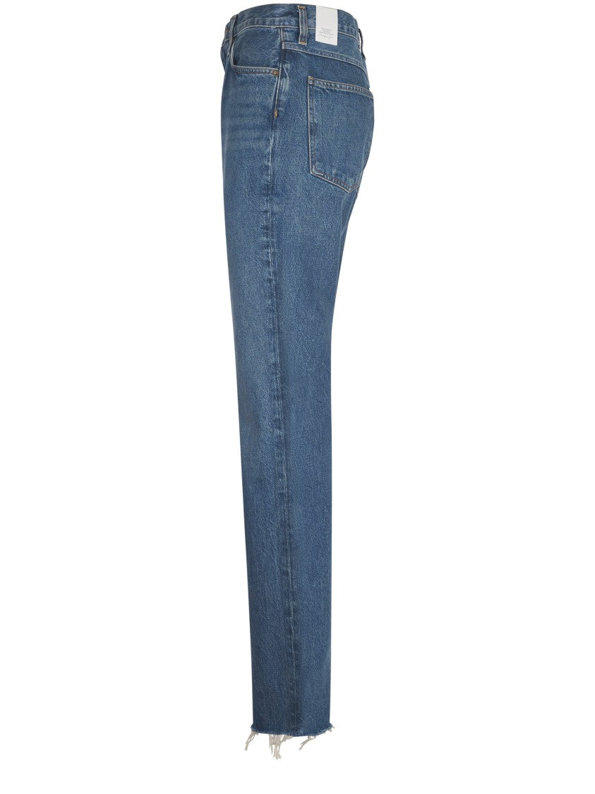 Agolde Flared High-Waist Jeans With Raw Hem