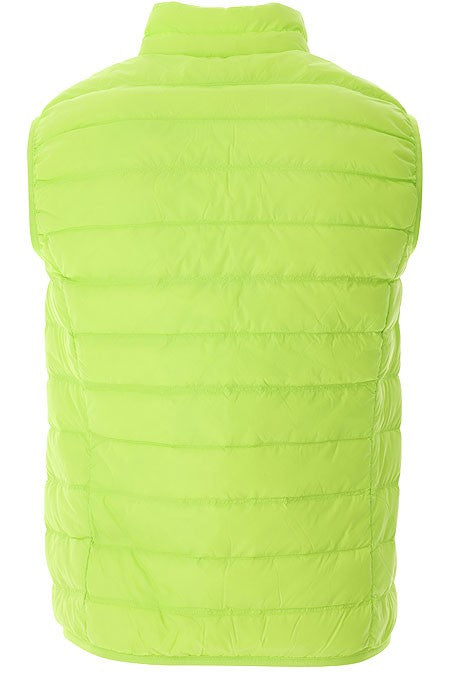 Emporio Armani Lime Down Waistcoat With Quilted Texture And Logo Zip