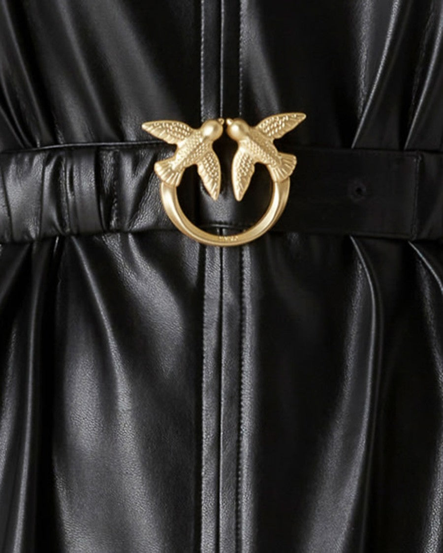Pinko Black Leather Effect Short Dress