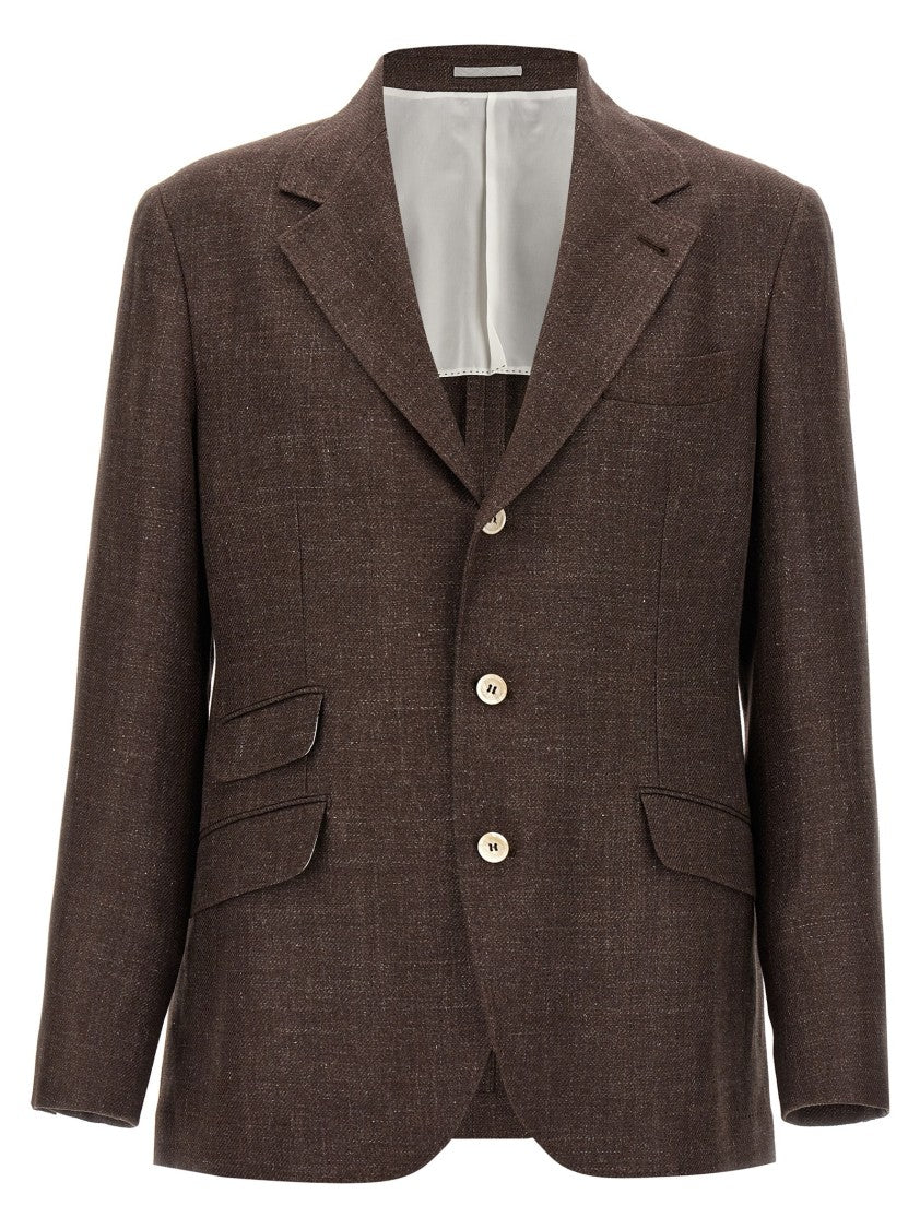 Brunello Cucinelli Deconstructed Blazer In Melange Wool