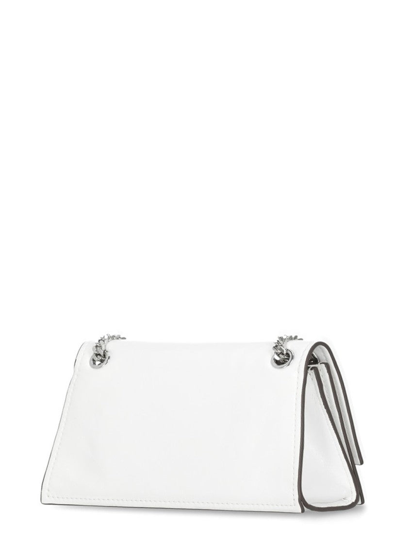 Tory Burch Kira Shoulder Bag In Smooth White Leather With Interlocking Logo