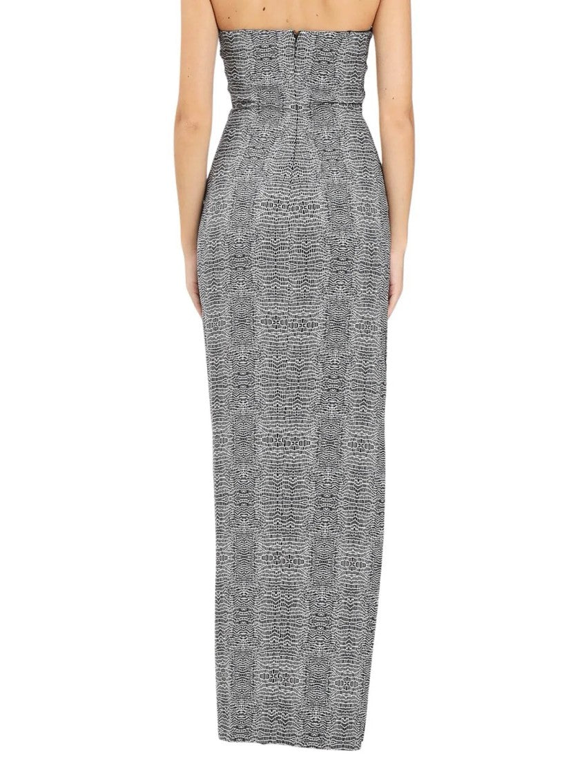 Red Carpet E. Franchi Lycra Maxi Dress With Bustier Top And Side Slit