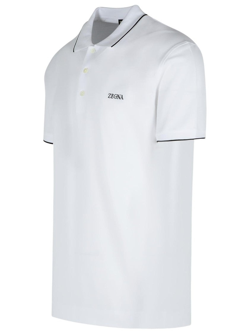 Zegna White Cotton Polo Shirt