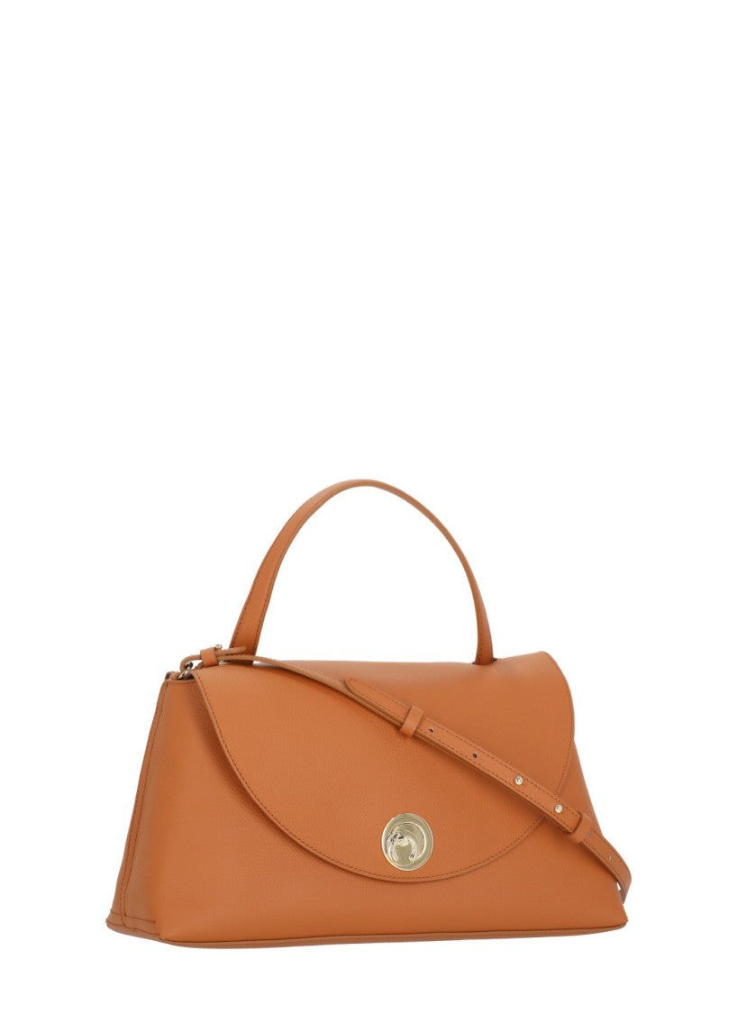 Coccinelle Structured Orange Pebbled Leather Shoulder Bag