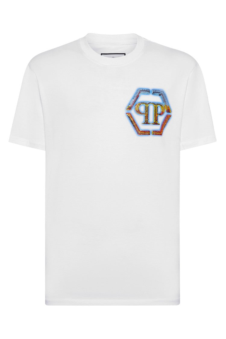 Philipp Plein White T-Shirt With Hexagonal Logo