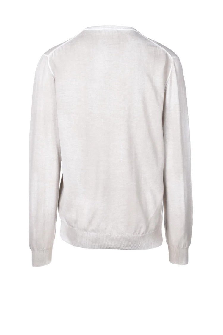 Dondup Beige V-Neck Sweater With Ribbed Cuffs And Hem