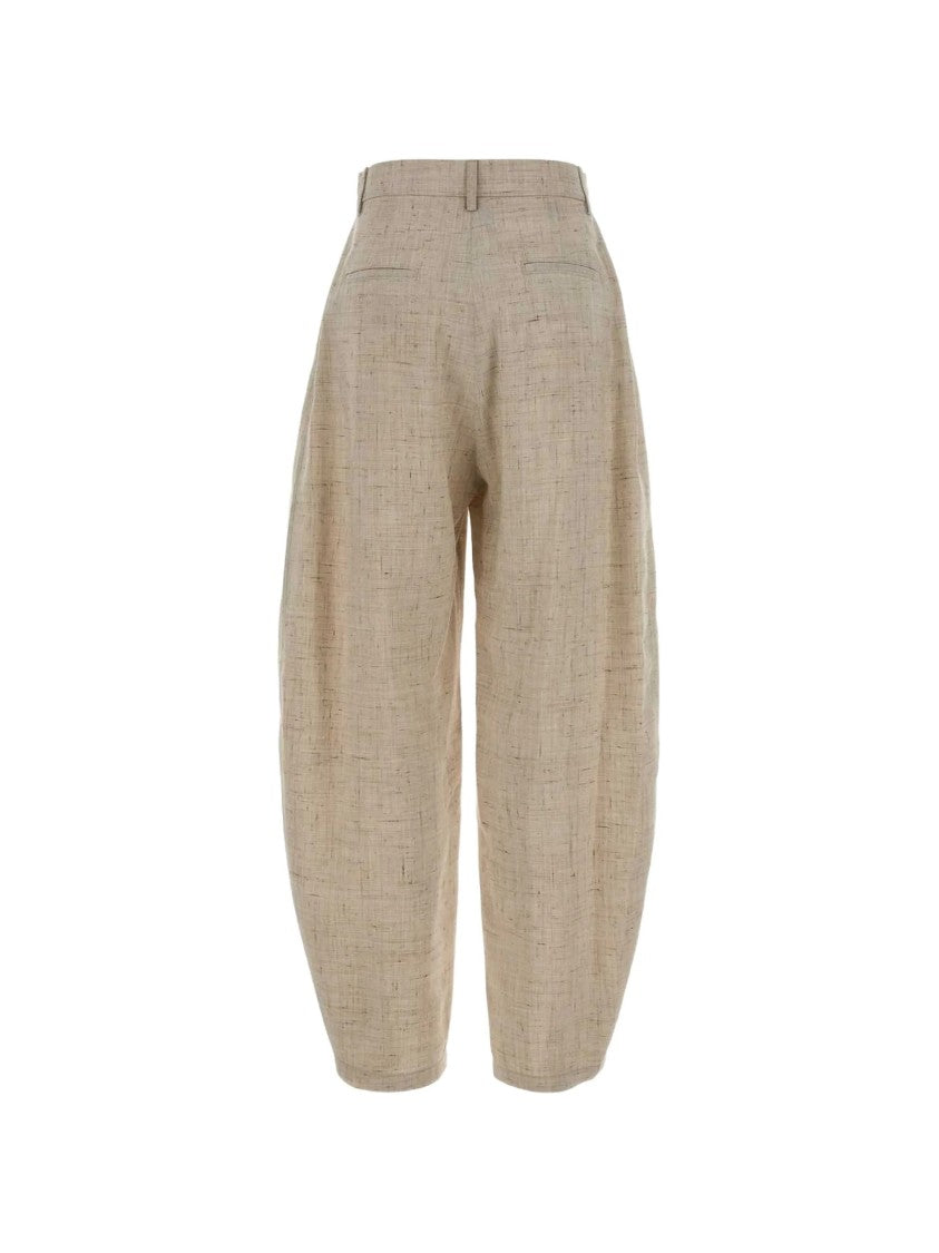 Moschino Beige Loose Fitting Textured Viscose Cropped Pants