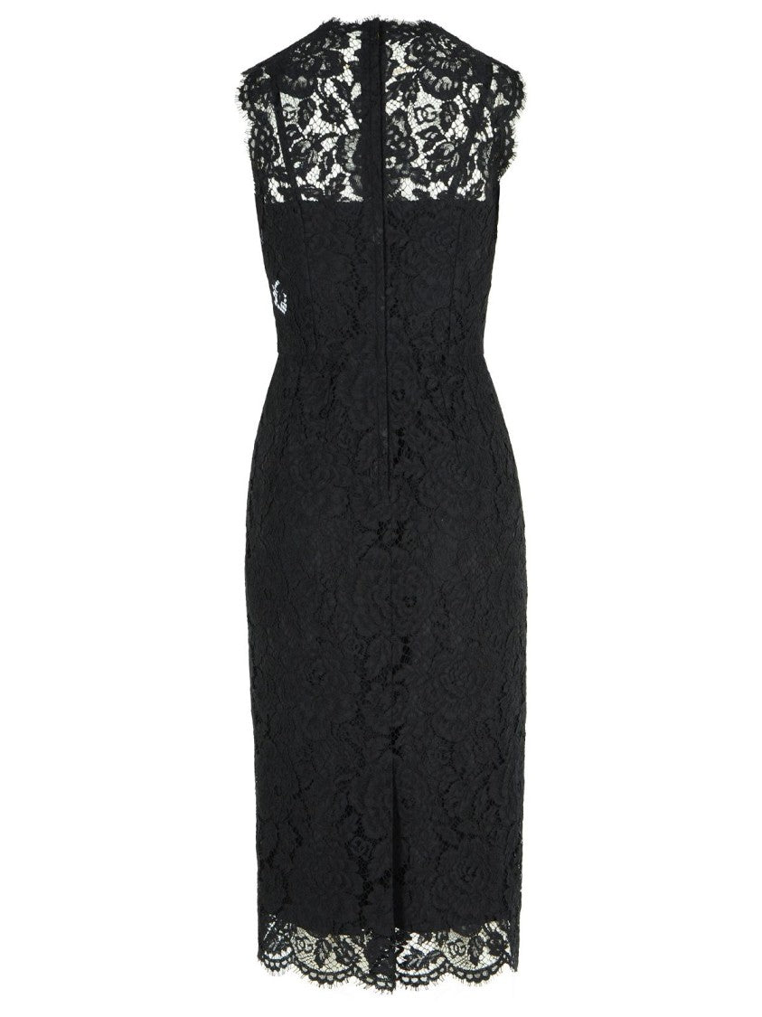 Dolce & Gabbana 'Longuette' Black Stretch Lace Dress
