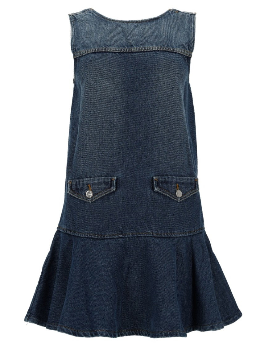 Ganni Organic Cotton Flared Ruffle Mini Dress