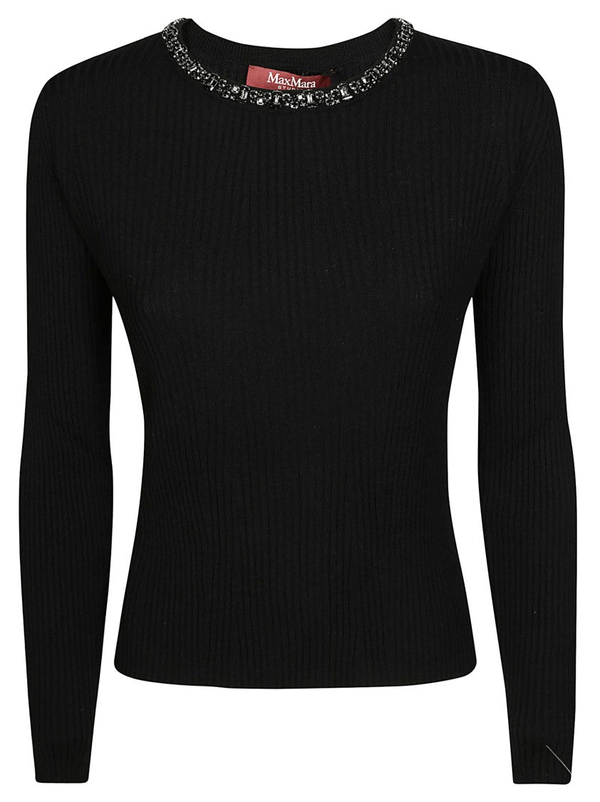 Max Mara Catone Jeweled Crewneck Sweater
