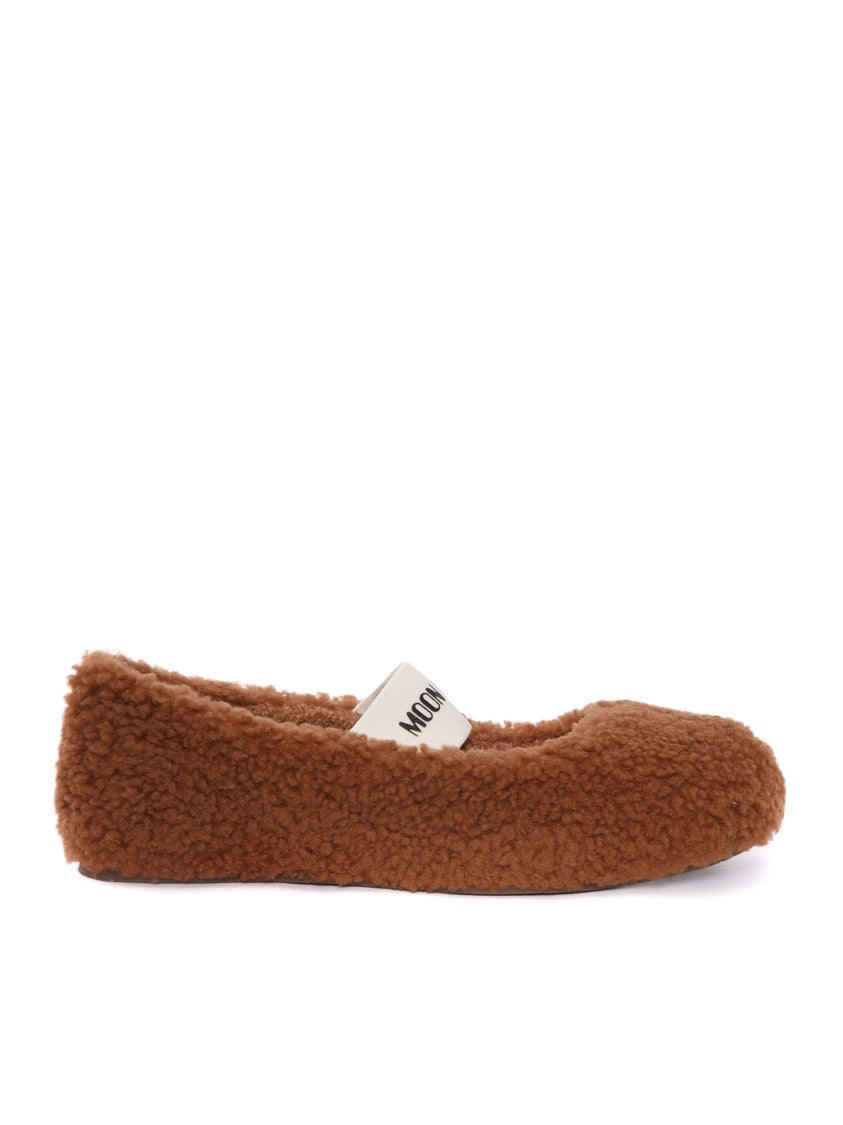 Moon Boot Mb Shearling Branded Elastic Flats