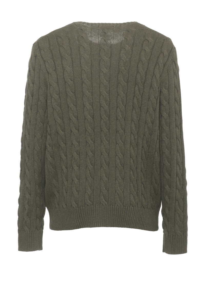 Polo Ralph Lauren Green Braided Pattern Cotton Sweater