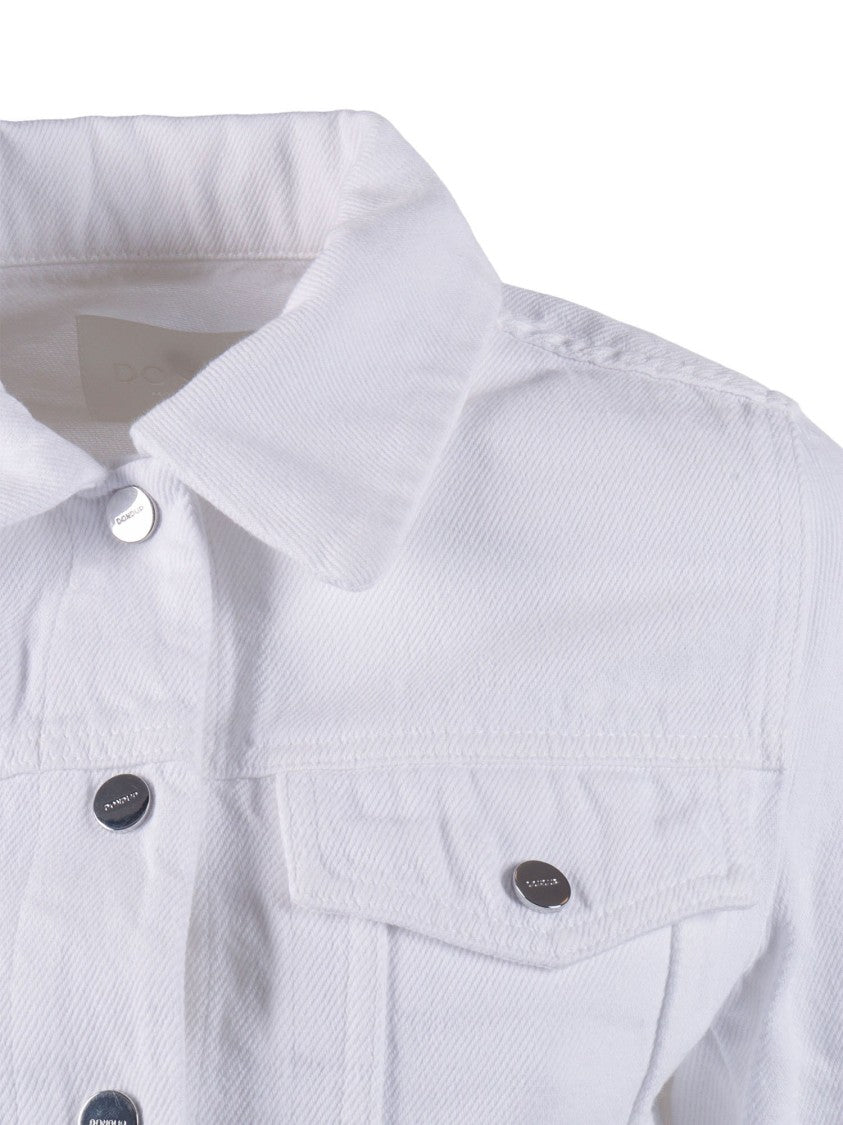 Dondup White Cotton Casual Utility Jacket