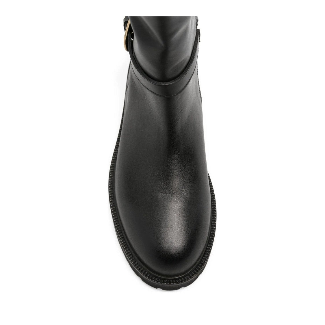 Adrianna Feretti Black Decorative Strap Gold Detail Leather Boots