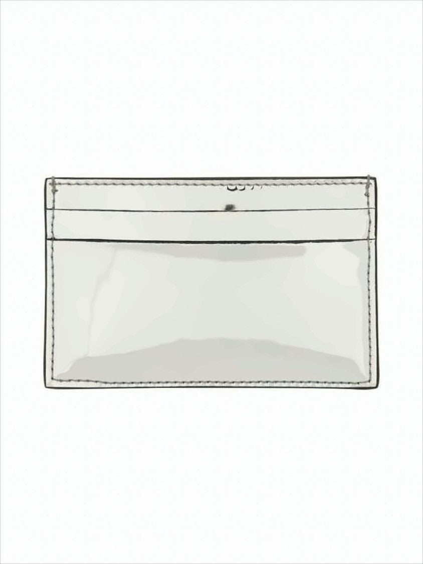 Alexander Mcqueen Reflective Silver Cardholder With Minimalist Design