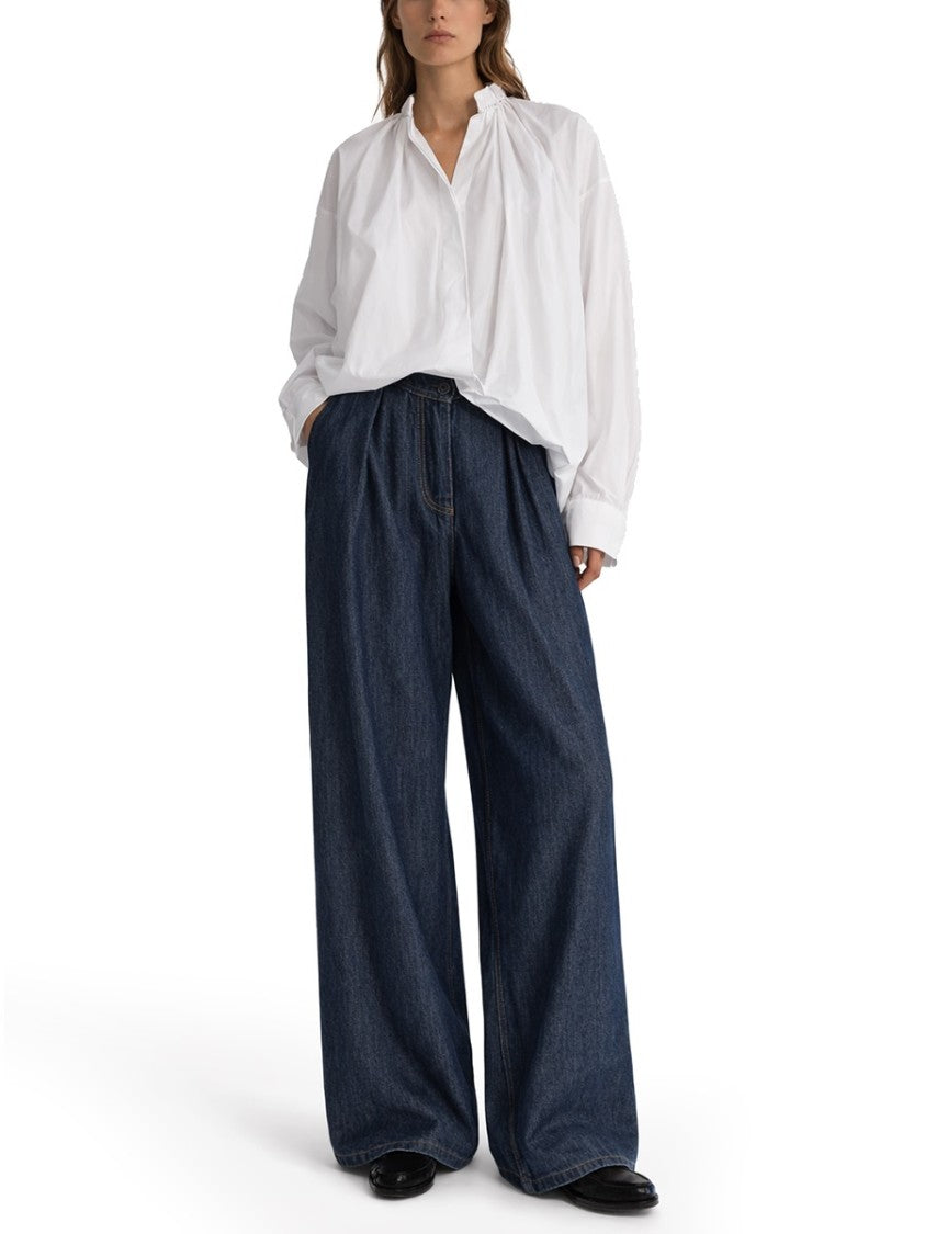 Dries Van Noten Neutral Cenver Gathered Ruffle Cotton Blouse