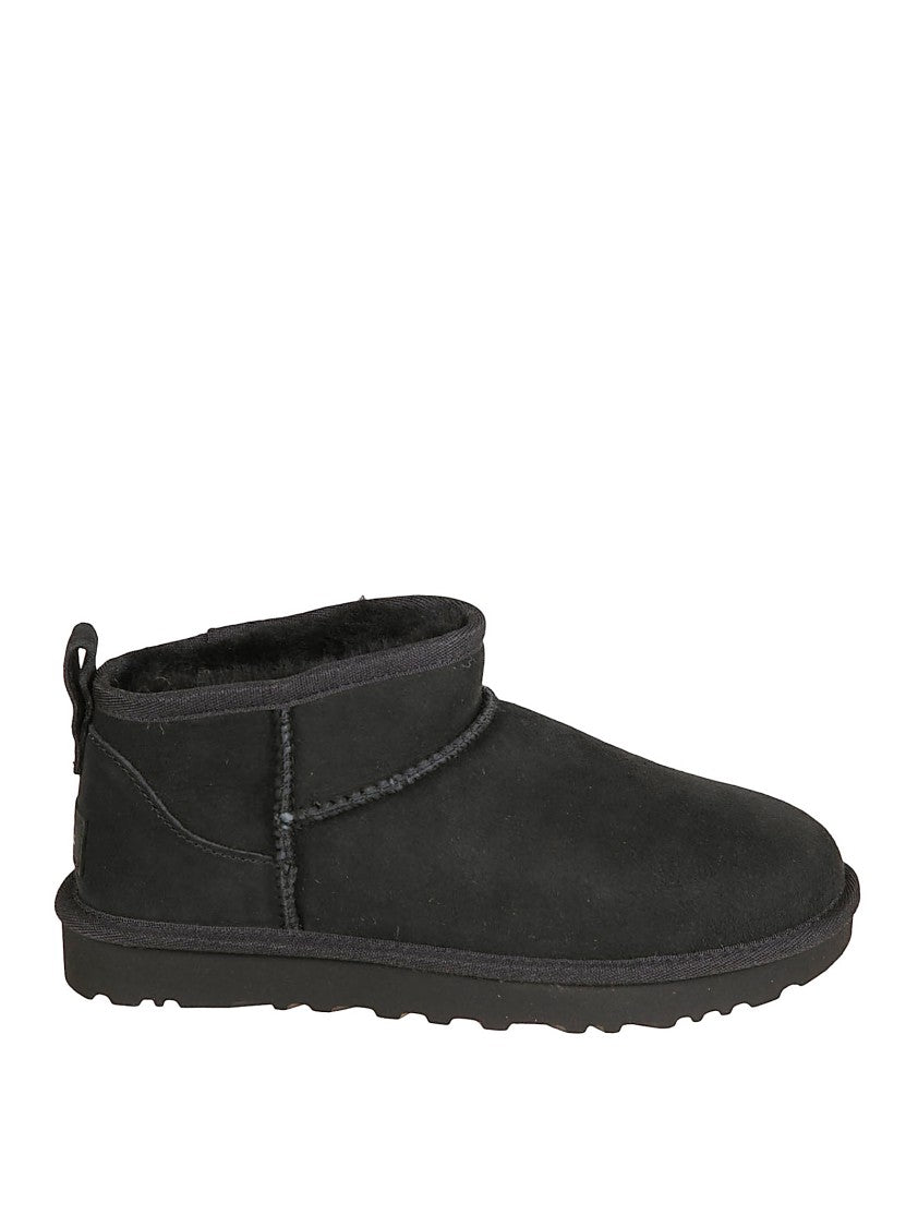 Ugg Black Suede Ankle Boots With Plush Lining