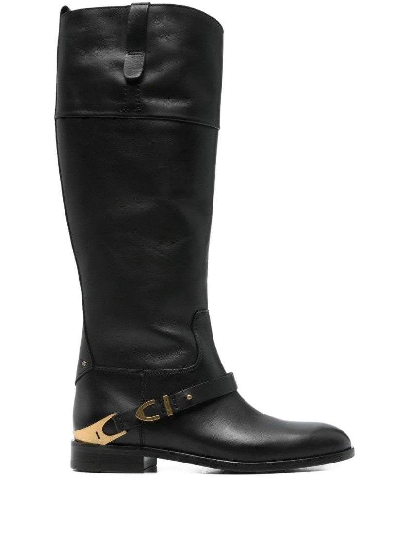 Golden Goose Knee-High Ankle Boots With Gold-Tone Buckle Detail