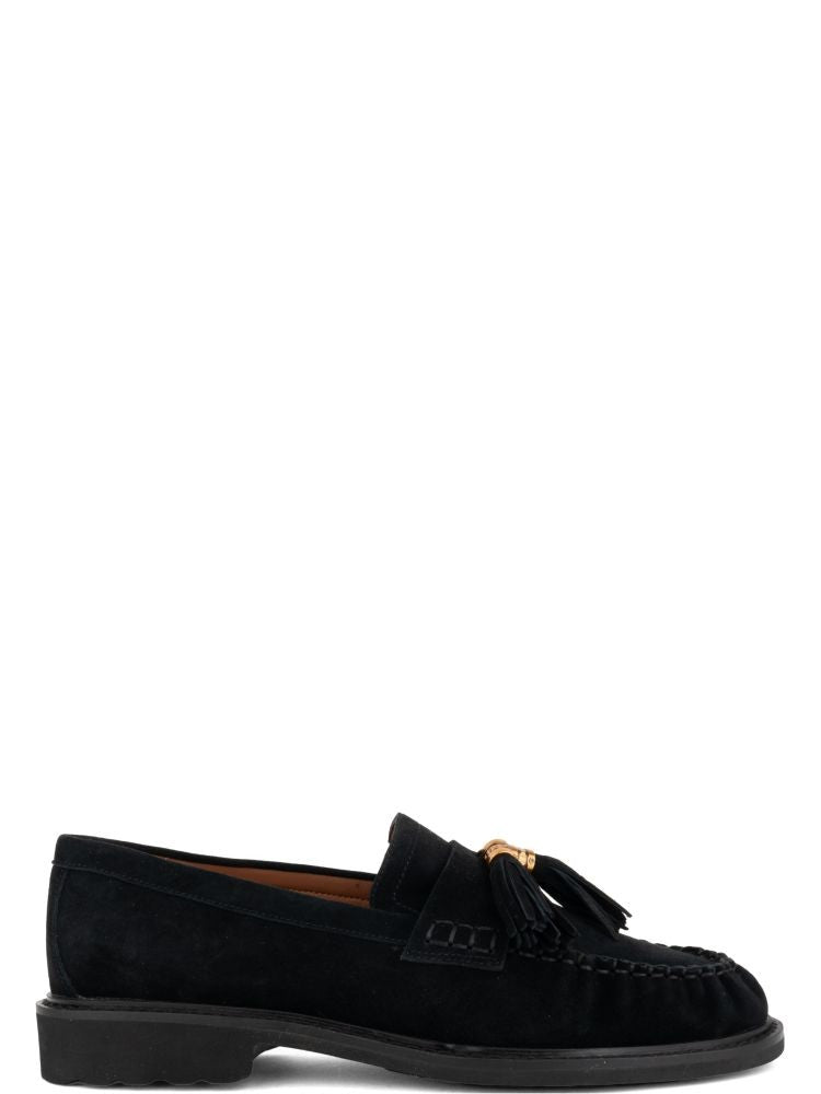 Adrianna Feretti Black Classic Tassel Accent Suede Loafers