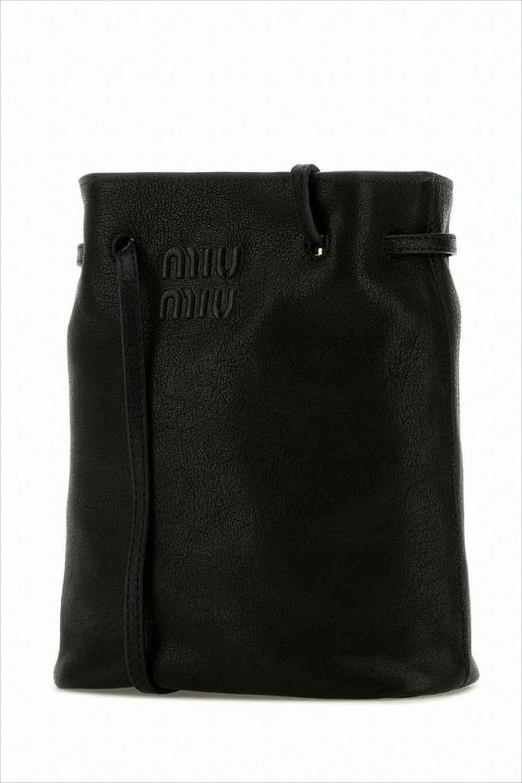 Miu Miu Minimalist Black Napa Leather Shoulder Bag