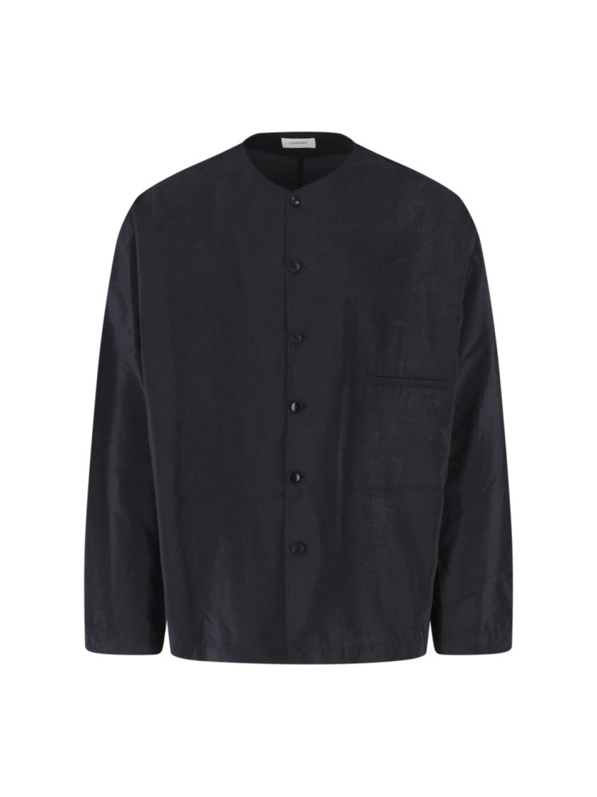 Lemaire Black Silk Blend Round Neck Shirt