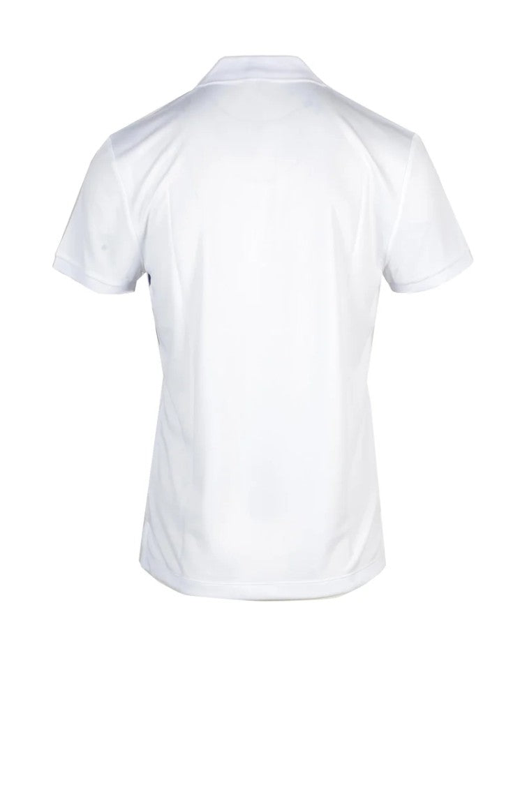 Bikkembergs White Striped Polyester Polo Shirt