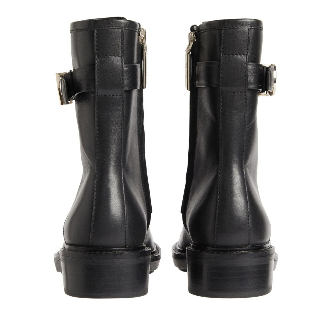 Calvin Klein Black Edgy Metallic Accent Leather Combat Boots