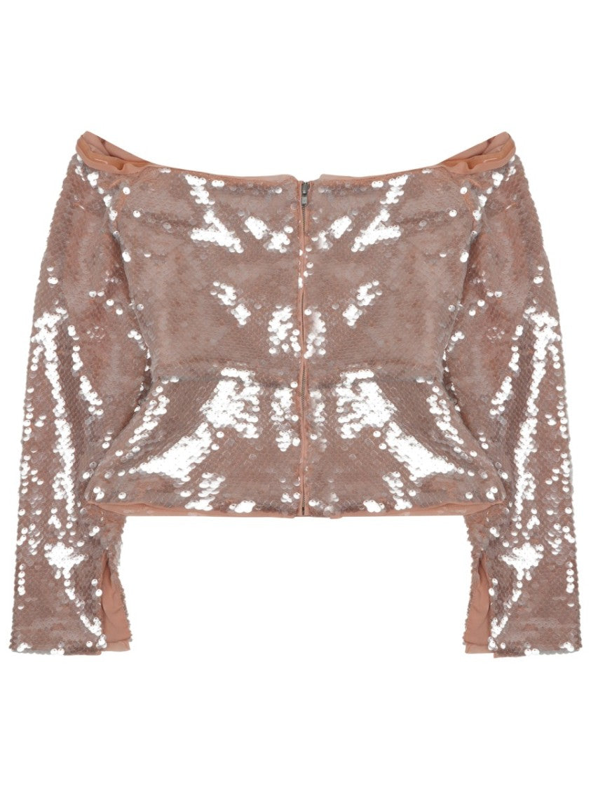 Self-Portrait Sequined Off-Shoulder Top