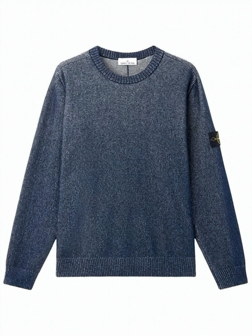 Stone Island Textured Knit Sweater With Distinctive Sleeve Patch