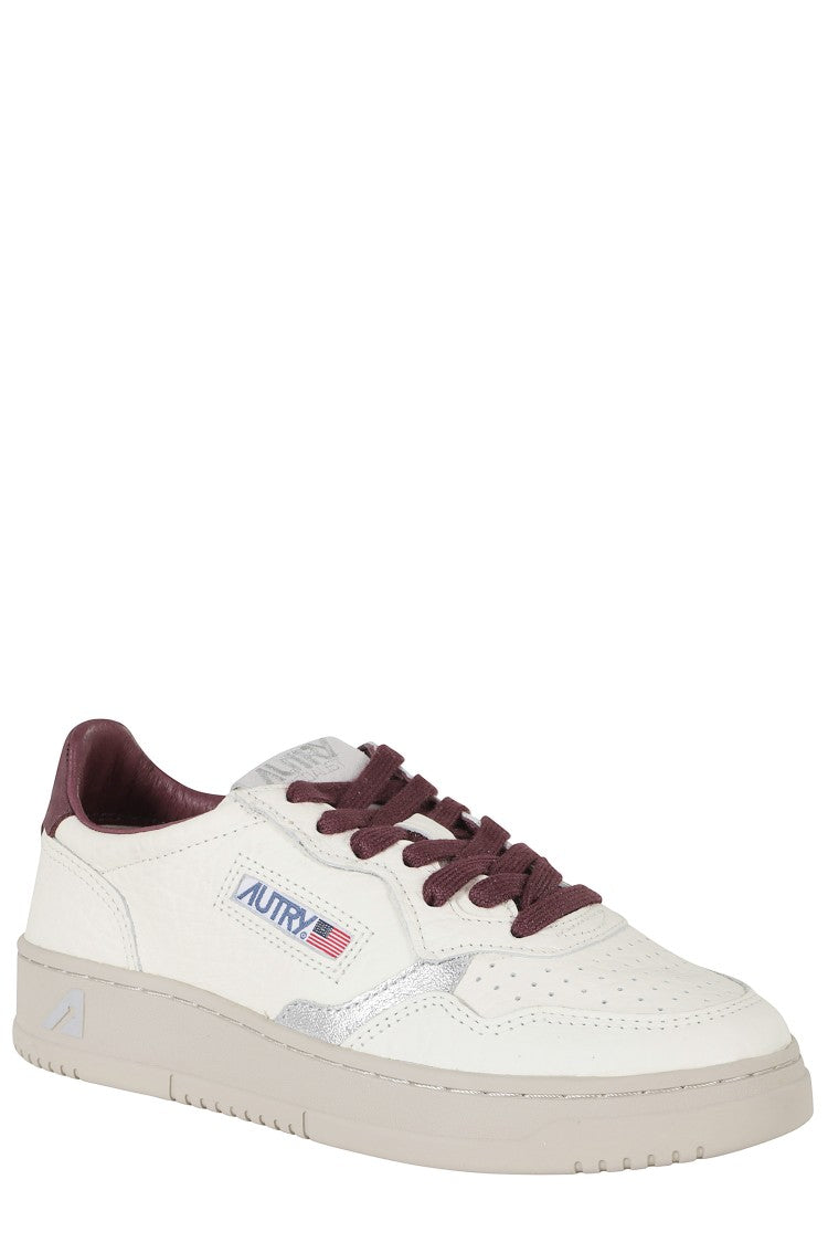 Autry Cream Burgundy Silver Medalist Low Suede Leather Sneakers