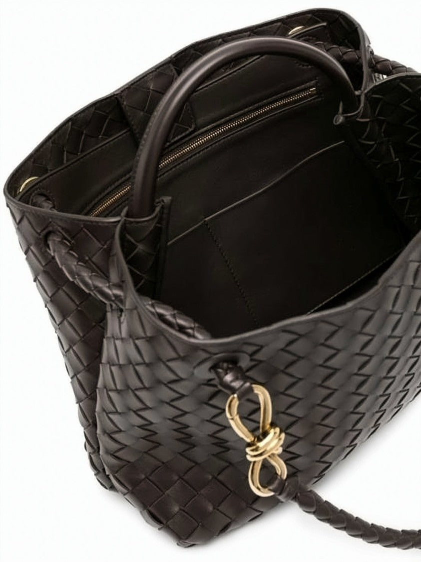 Bottega Veneta Medium Woven Lambskin Handbag With Braided Strap