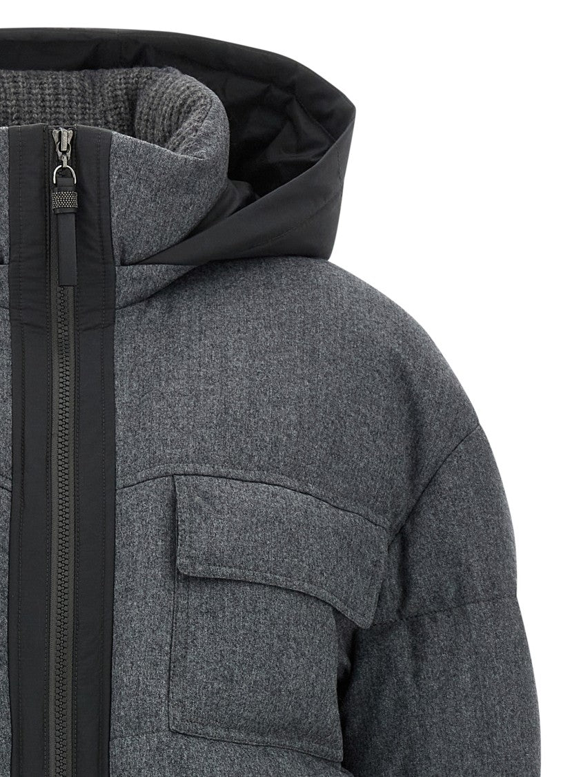 Brunello Cucinelli 'Shiny Zipper Pull' Long Down Jacket