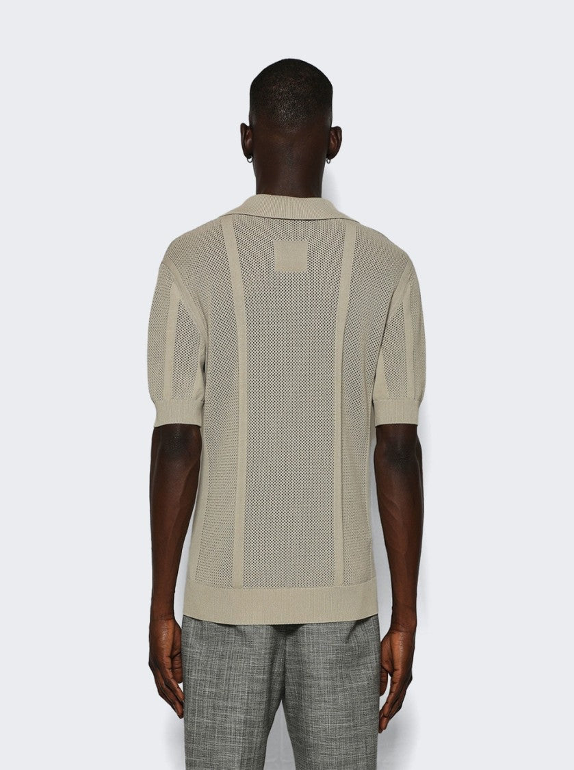 Lanvin Openwork Knit Polo Shirt Lin Beige
