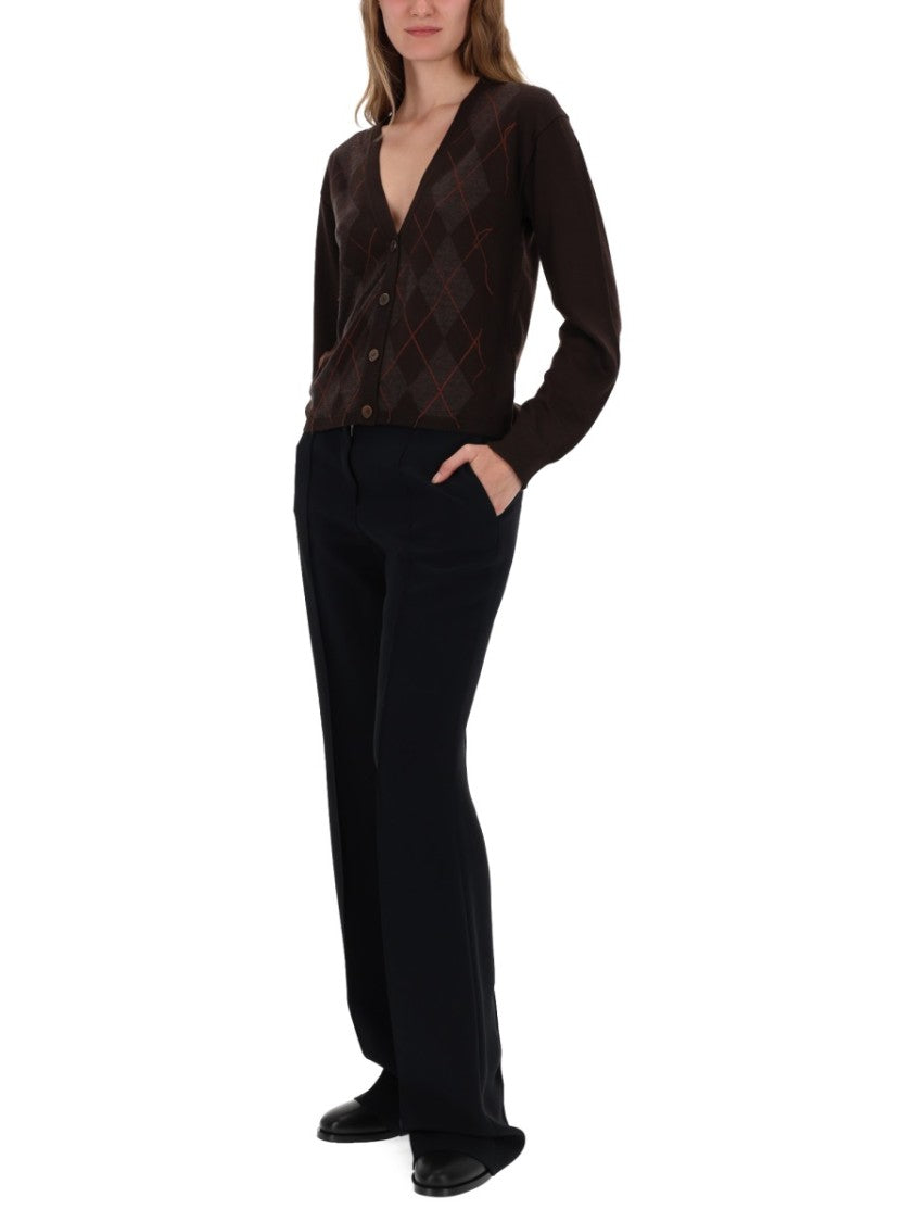 Our Legacy V-Neck Argyle Pattern Cardigan With Button-Down Front