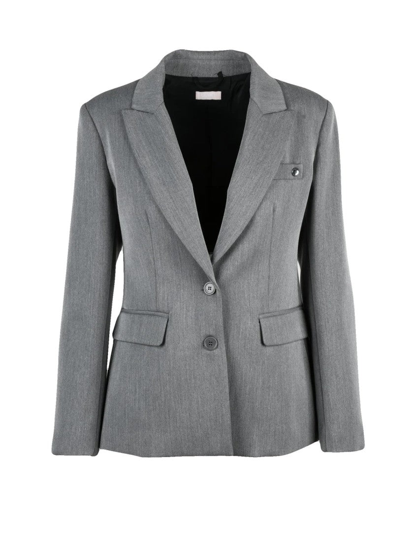Liu Jo Grey Lined Stretch Polyester-Blend Fitted Jacket